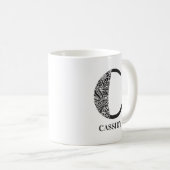 Zwart-wit Initiaal C en naam Koffiemok (Voorkant rechts)