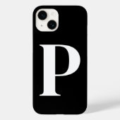 Zwart-wit Initiaal gepersonaliseerd monogram ontwe Case-Mate iPhone Case (Achterkant)