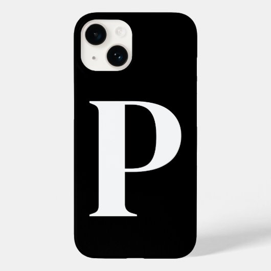 Zwart-wit Initiaal gepersonaliseerd monogram ontwe Case-Mate iPhone Case (Achterkant)