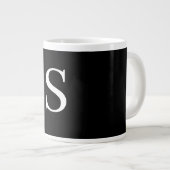 Zwart-wit Initiaal Letter Monogrammed Plain Grote Koffiekop (Voorkant rechts)