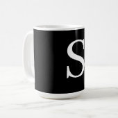 Zwart-wit Initiaal Letter Monogrammed Plain Koffiemok (Voorkant links)