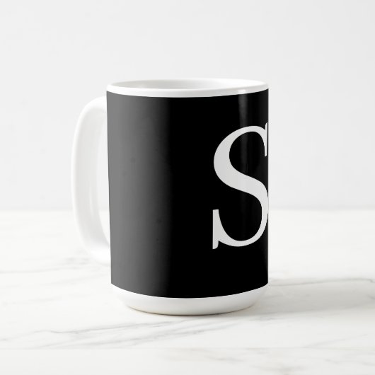 Zwart-wit Initiaal Letter Monogrammed Plain Koffiemok (Voorkant links)