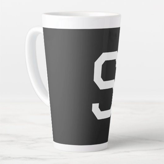 Zwart-wit Initiaal Letter Monogrammed Plain Latte Mok (Linkerhoek)