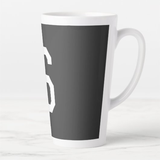 Zwart-wit Initiaal Letter Monogrammed Plain Latte Mok (Rechts)