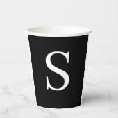 Zwart-wit Initiaal Letter Monogrammed Plain Papieren Bekers (Voorkant)