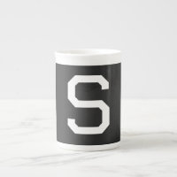 Zwart-wit Initiaal Letter Monogrammed Plain