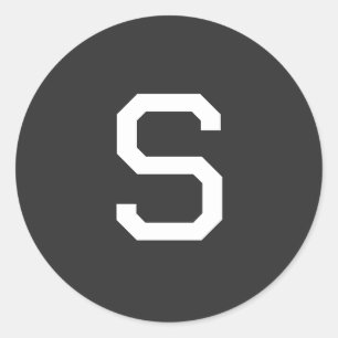 Zwart-wit Initiaal Letter Monogrammed Plain Ronde Sticker