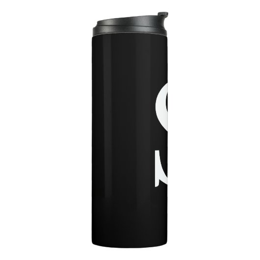 Zwart-wit Initiaal Letter Monogrammed Plain Thermosbeker (Gedraaid links)