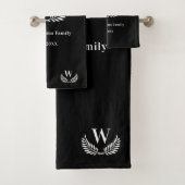 Zwart-wit initiaal monogram bad handdoek (Insitu)
