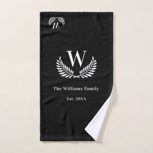 Zwart-wit initiaal monogram bad handdoek (Handdoek)