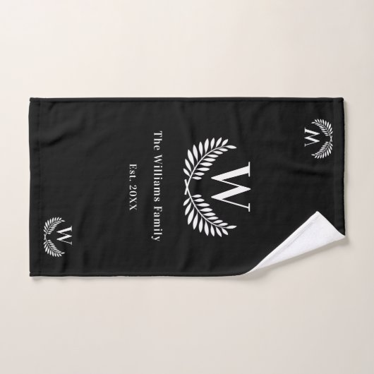 Zwart-wit initiaal monogram bad handdoek (Handdoek)