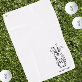 Zwart Wit Initiaal Monogram Golfhanddoek