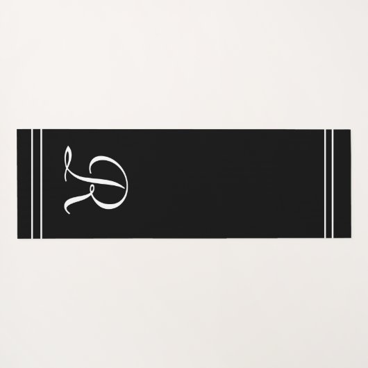 Zwart-wit Initiaal Monogram Oefening Yogamat (Achterkant (horizontaal))