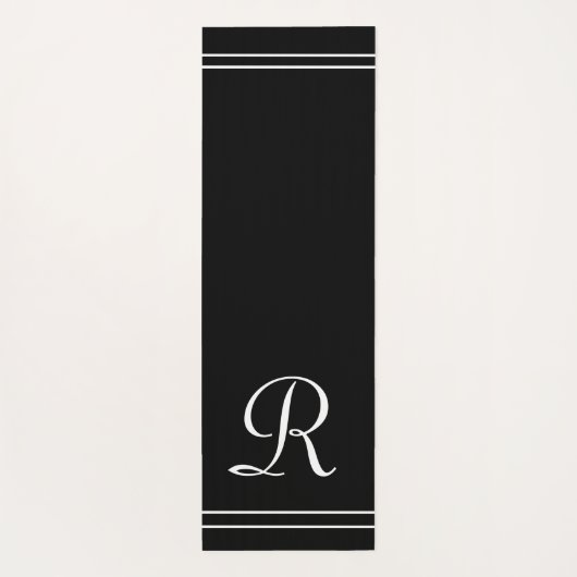 Zwart-wit Initiaal Monogram Oefening Yogamat (Achterkant)