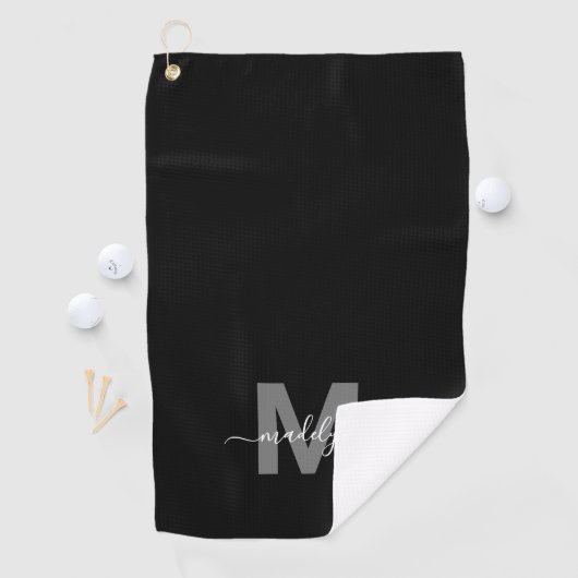 Zwart Wit Initiaal naam Monogram Golfhanddoek (Insitu)