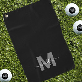 Zwart Wit Initiaal naam Monogram Golfhanddoek