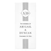 Zwart, wit initialen en strepen bruiloft programma (Voorkant)