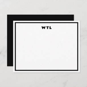 Zwart Wit Initialen Monogram Modern Note Kaart