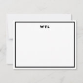 Zwart Wit Initialen Monogram Modern Notitiekaart Kaart (Voorkant)
