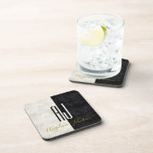 Zwart-wit Initialen Monogrammed Bier Onderzetter (Rechterzijde)