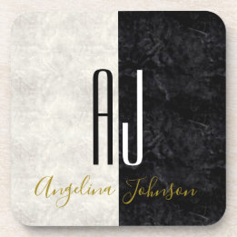 Zwart-wit Initialen Monogrammed Bier Onderzetter