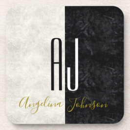 Zwart-wit Initialen Monogrammed Bier Onderzetter