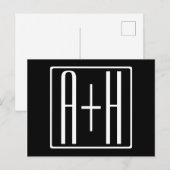 Zwart & Wit | Initialen van koppels Briefkaart (Voorkant / Achterkant)