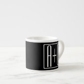 Zwart & Wit | Initialen van koppels Espresso Kop (Voorkant rechts)