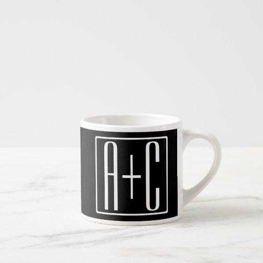Zwart & Wit | Initialen van koppels Espresso Kop (Rechts)