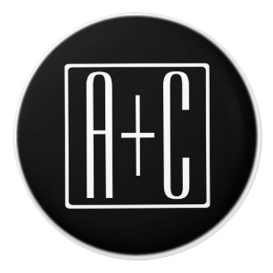 Zwart & Wit   Initialen van koppels Keramische Knop