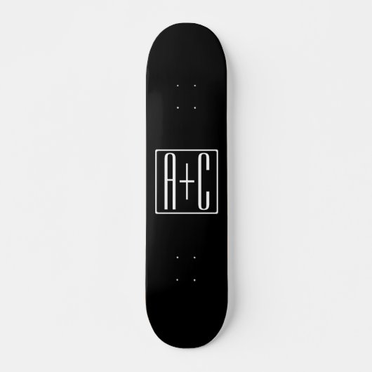 Zwart & Wit | Initialen van koppels Persoonlijk Skateboard (Voorkant)