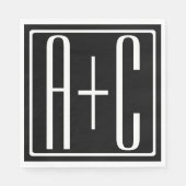 Zwart & Wit | Initialen van koppels Servet (Voorkant)