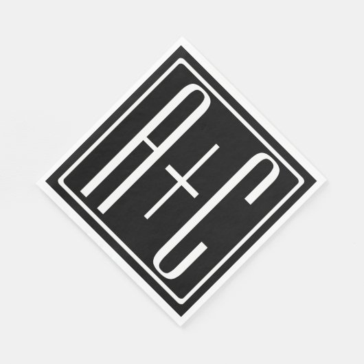 Zwart & Wit | Initialen van koppels Servet (Hoek)