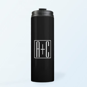 Zwart & Wit Initialen van koppels Thermosbeker