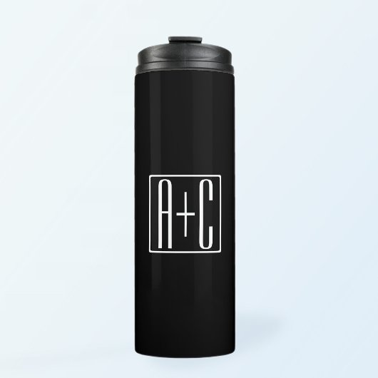 Zwart & Wit | Initialen van koppels Thermosbeker