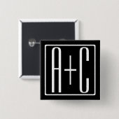 Zwart & Wit | Initialen van koppels Vierkante Button 5,1 Cm (Voorkant /achterkant)