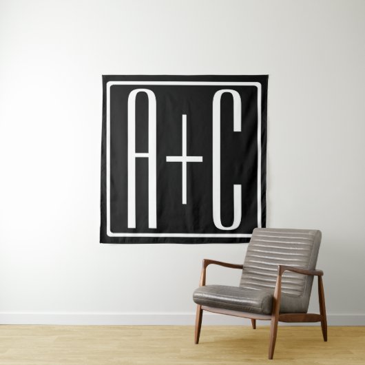 Zwart & Wit | Initialen van koppels Wandkleed (In situ)