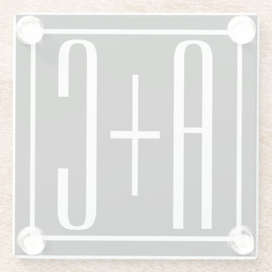 Zwart & Wit | Initialen voor koppels Glazen Onderzetter (Achterkant)