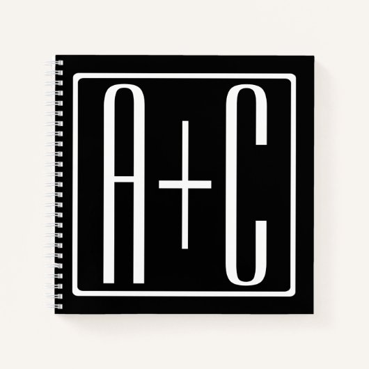 Zwart & Wit | Initialen voor koppels Notitieboek (Voorkant)