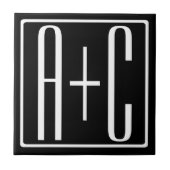 Zwart & Wit | Initialen voor koppels Tegeltje (Voorkant)