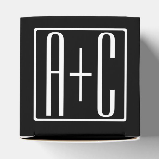 Zwart-wit | Initialen voor paren Bedankdoosjes (Bovenkant)