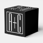 Zwart-wit | Initialen voor paren Bedankdoosjes (Achterkant)