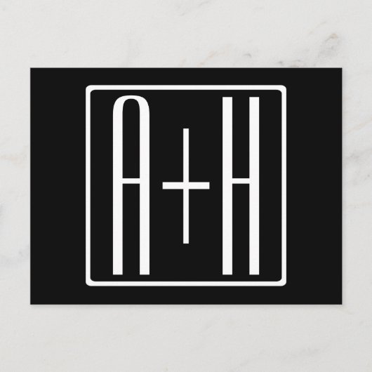 Zwart-wit | Initialen voor paren Briefkaart (Voorkant)