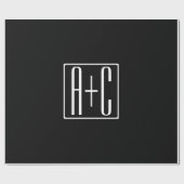 Zwart-wit | Initialen voor paren Cadeaupapier (Vlak)