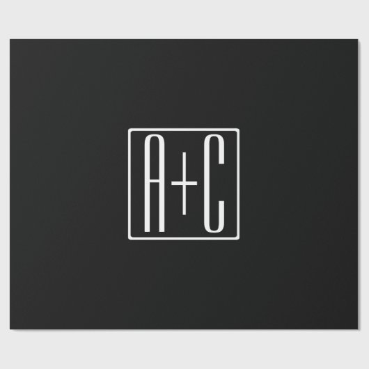 Zwart-wit | Initialen voor paren Cadeaupapier (Vlak)