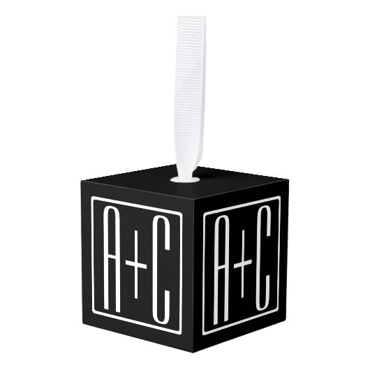 Zwart-wit | Initialen voor paren Decoratie (Voorkant hoekig)