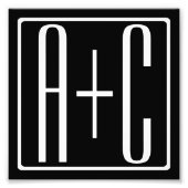 Zwart-wit | Initialen voor paren Foto Afdruk (Voorkant)