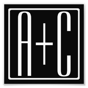 Zwart-wit Initialen voor paren Foto Afdruk