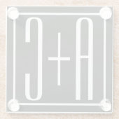 Zwart-wit | Initialen voor paren Glazen Onderzetter (Achterkant)