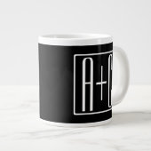 Zwart-wit | Initialen voor paren Grote Koffiekop (Voorkant rechts)